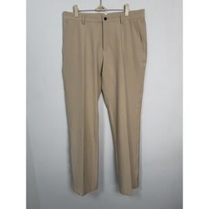 Dunning Pants Mens 34x30 Khaki Flat Front Stretch Performance Travel Golf Chino